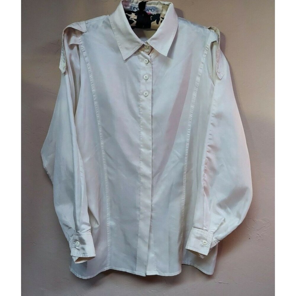 Vintage Dino Valiano Women's Size 36 Casual Button Down Shirt Ivory Germany
